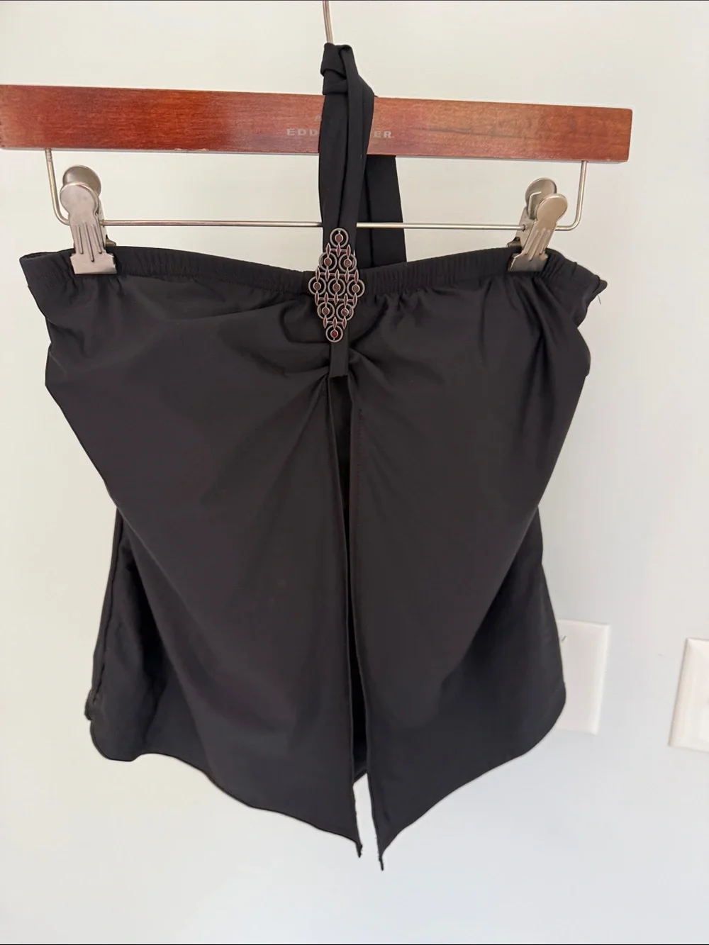 Tara Grinna Black Women's Halter Swim Top with Decorative Accent 38